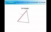 Le carré, le rectangle et le triangle. Leçon de géométrie pour le CP et le CE1