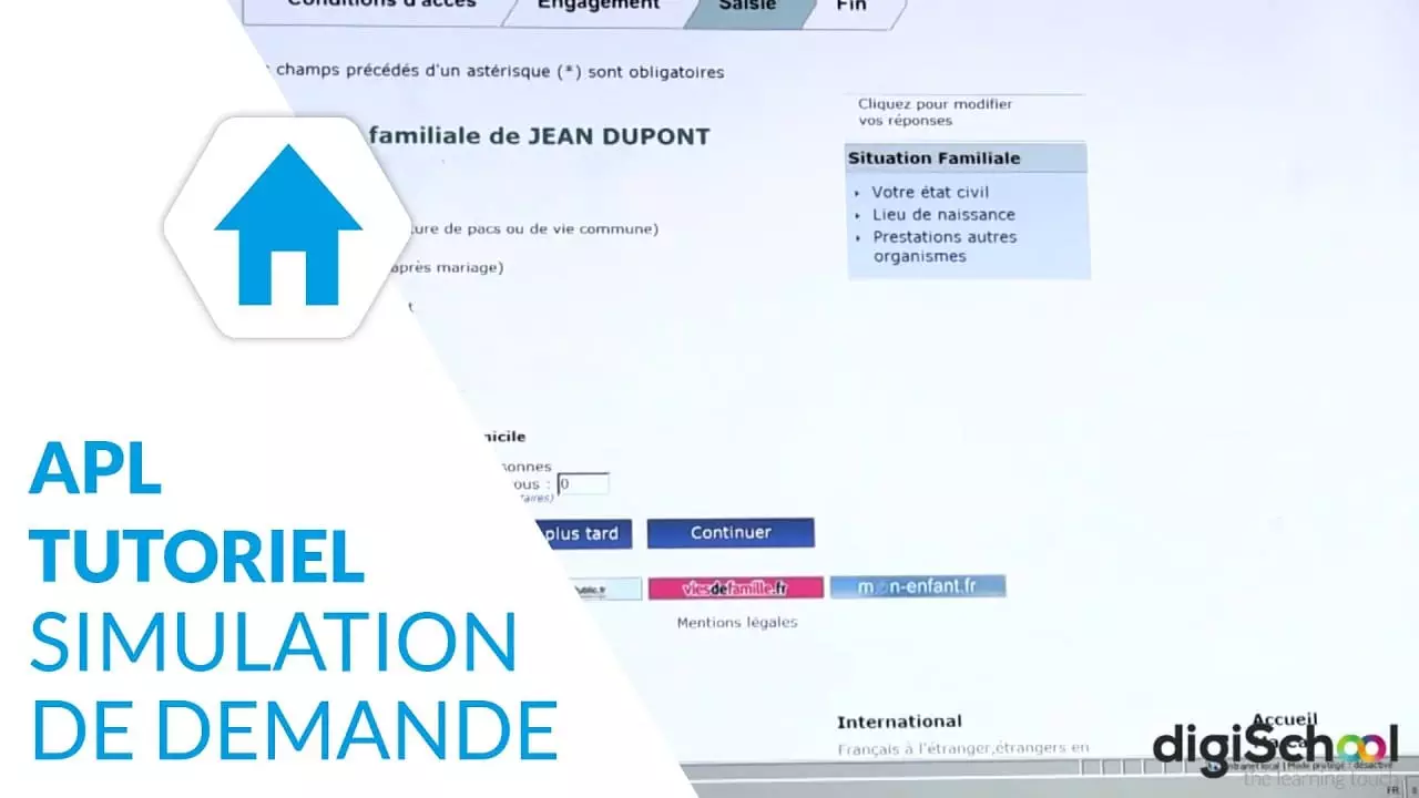 APL tutoriel simulation de demande, CAF VideoTutoriels